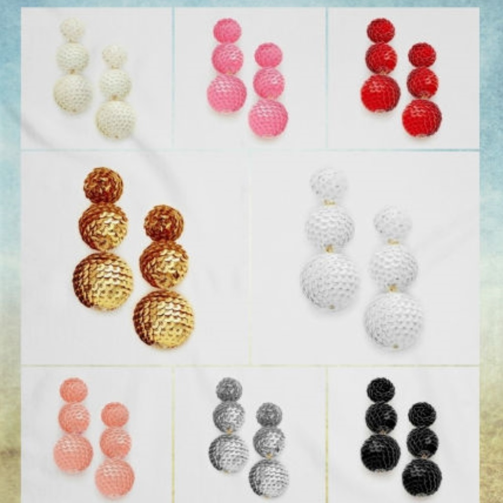 Sequin Triple Ball Bon Bon Earrings
